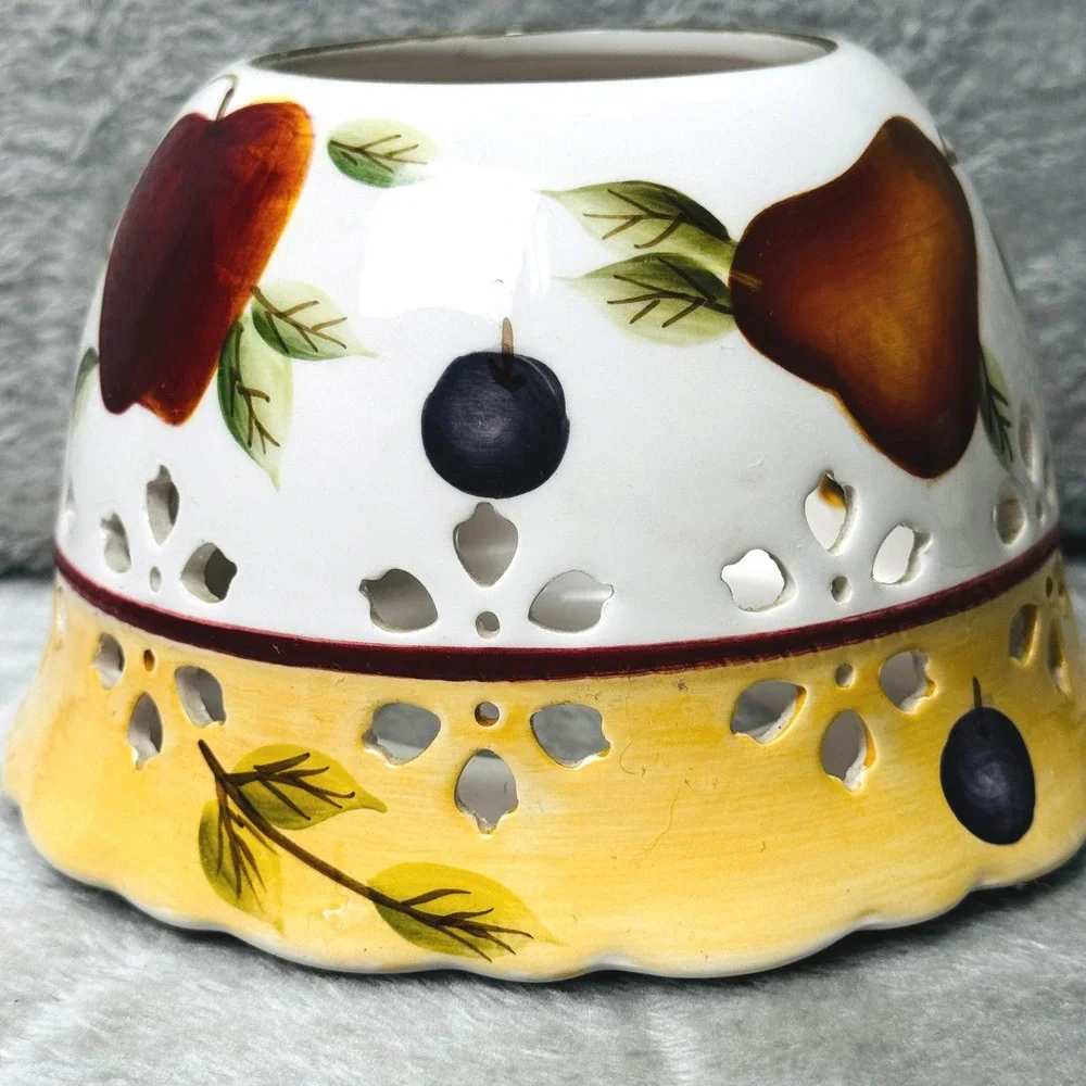 Sonoma Villa Home Interiors Ceramic Candle Jar Topper Shade Fruit‎ Cutout 4in